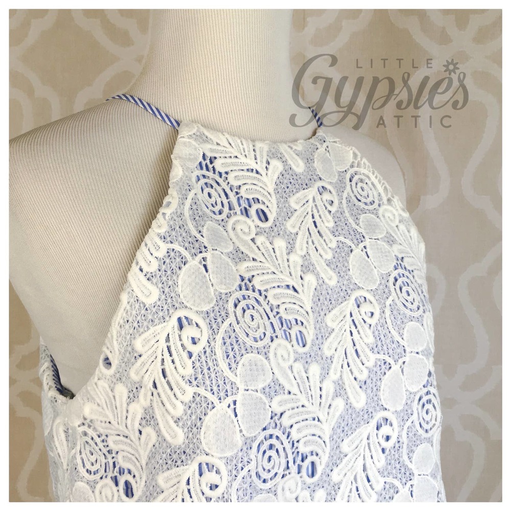 Little Cottage Blue Gingham Lace Top - Picture 2 of 8